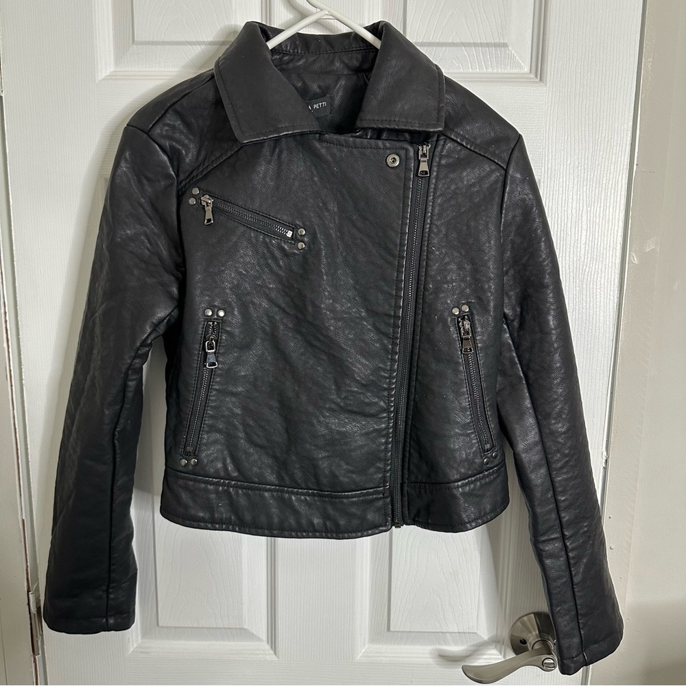 Nordstrom Philomena Petti Black Faux Leather Biker Jacket